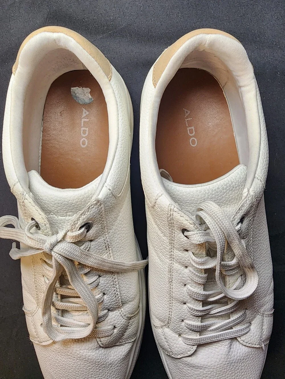 Aldo White Leather Low-Top Sneakers